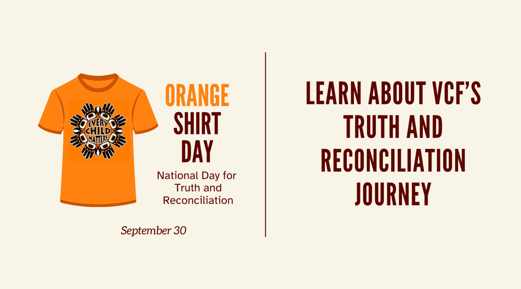 Graphic promoting Orange Shirt Day and the National Day for Truth and Reconciliation on September 30