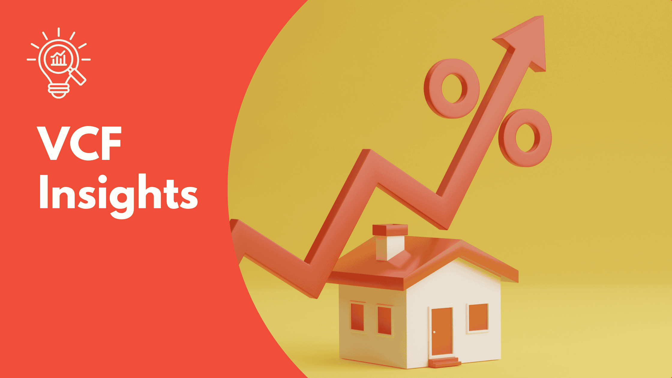 Graphic labeled “VCF Insights” showing a house with an upward arrow and percent sign representing rising housing costs.